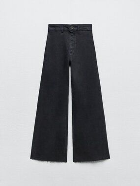 Zara Blue Wide-Leg Flare Jeans